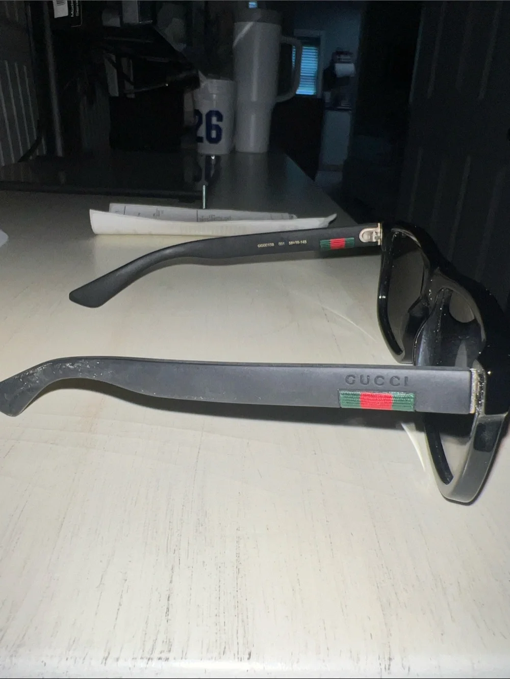 Gucci Black Rectangular Sunglasses